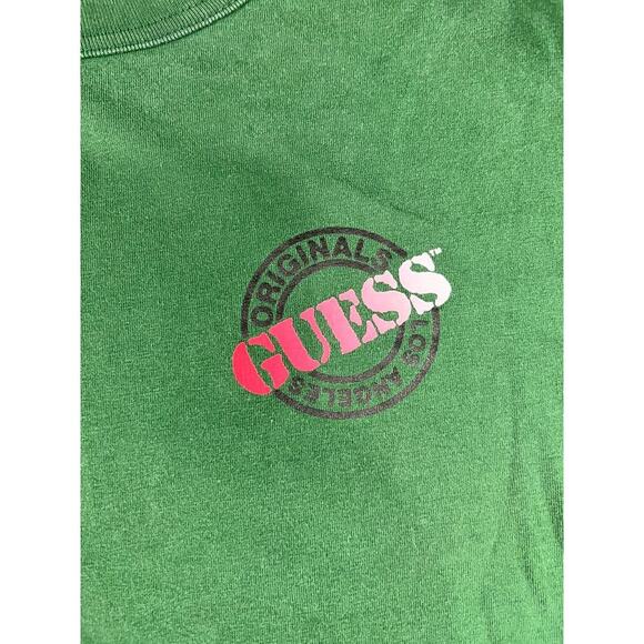 Men’s Green Guess Long-Sleeve Logo Tee L – Excellent Condition - Picture 5 of 10